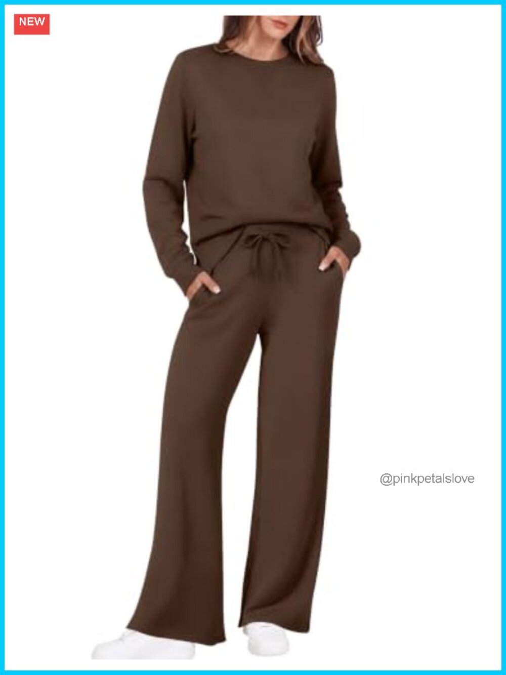 Ekouaer Women's 2 Piece Lounge Set Long Sleeve Sweatshirt Wide Leg Pants
